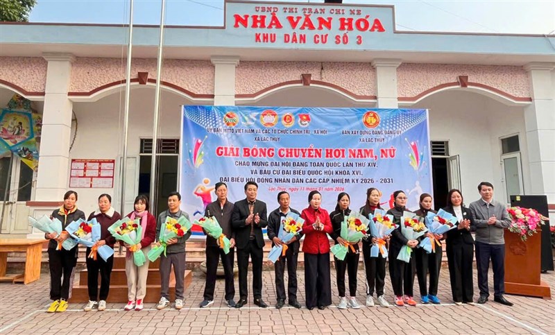 Hội Nông dân xã Lạc Thủy phối hợp tổ chức Giải bóng chuyền hơi nam, nữ chào mừng Đại hội Đảng toàn quốc lần thứ XIV và cuộc bầu cử đại biểu Quốc hội khóa XVI, HĐND các cấp nhiệm kỳ 2026 – 2031