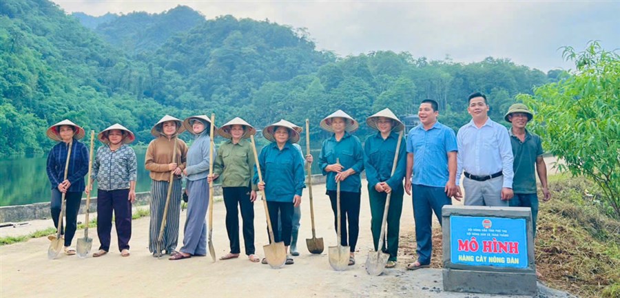 Hội Nông dân xã Toàn Thắng gắn biển công trình “Hàng cây nông dân” chào mừng Đại hội